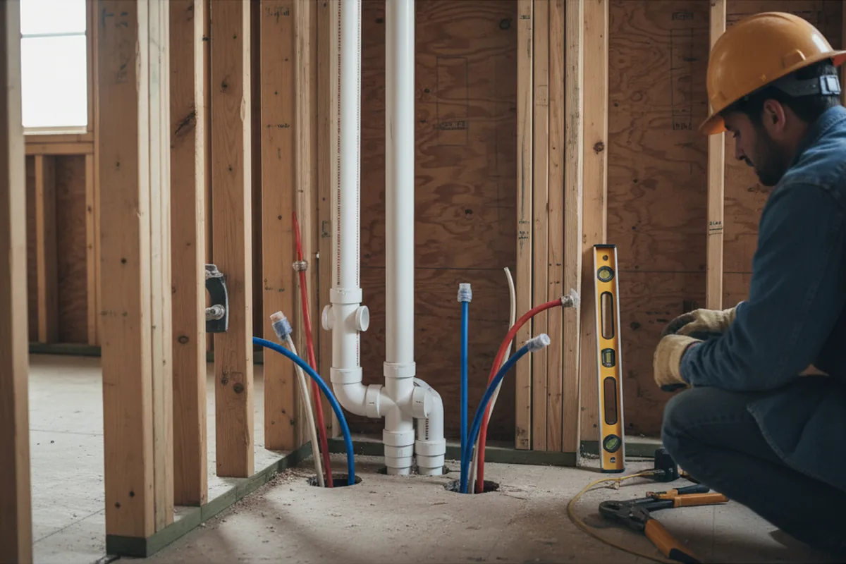 Drain and supply rough-in during Sump Pump Repair in South Haven